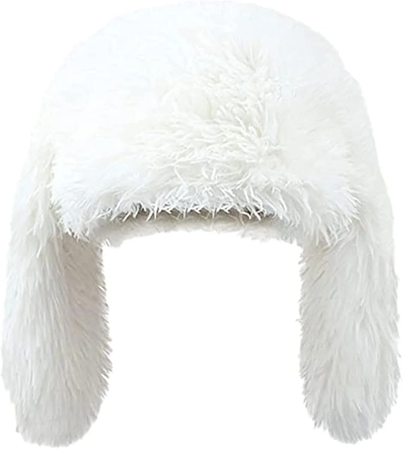 Y2K Fuzzy Bunny Hat for Women Cute Plush Beanie with Bunny Ears Long Rabbit Ears Winter Hat
