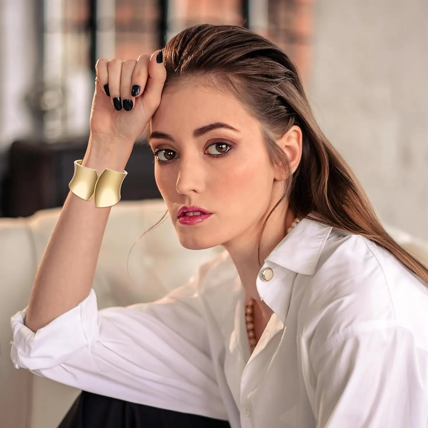 YBMYCM Wide Cuff Chunky Gold Bracelets for Women Open Cuff Bangles Wrist Cuff Bracelets for Women as Gifts