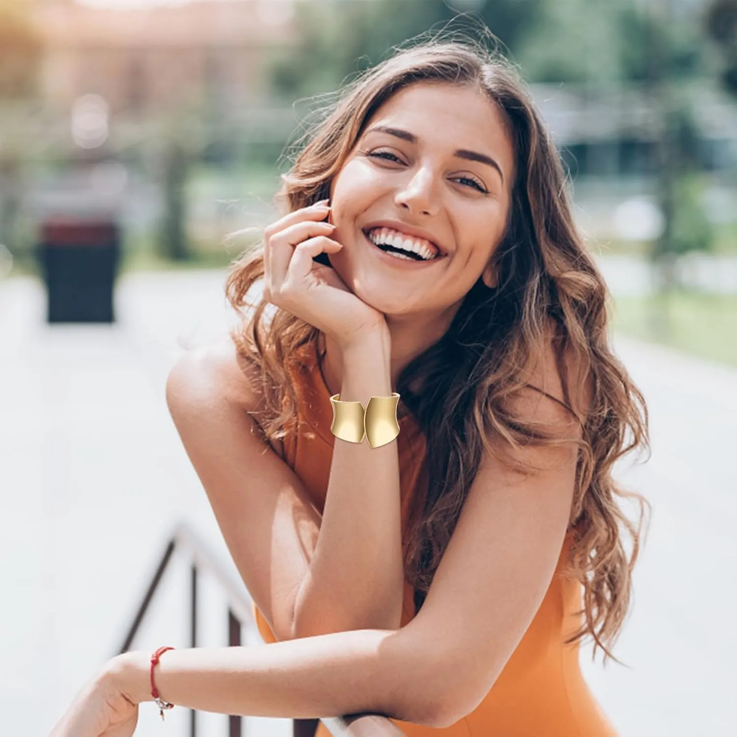 YBMYCM Wide Cuff Chunky Gold Bracelets for Women Open Cuff Bangles Wrist Cuff Bracelets for Women as Gifts