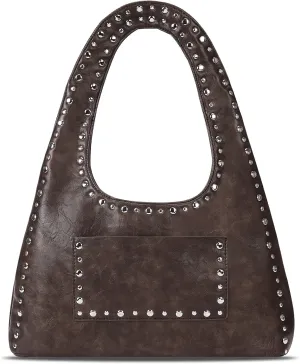YFGBCX Vegan Leather Hobo Bag Vintage Tote Bag Studded Purses for Women Y2K Purse Fall Stud Crescent Shoulder Bag