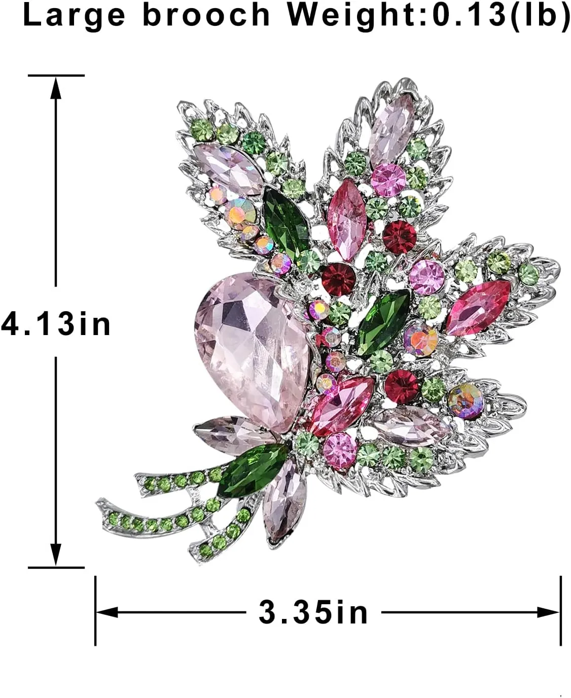 YOQUCOL Big Large Brooch Pin Austrian Crystal Leaf Shape Bouquet Rhinestone Scarf Decoration Wreath Cloth Brooches Pins For Women Girls