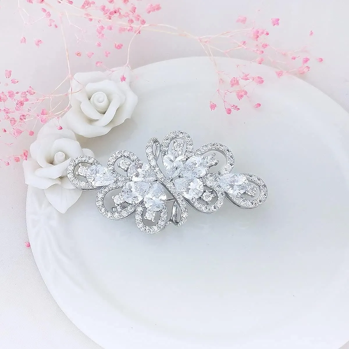 YOQUCOL Cubic Zirconia Crystal Rhinestone Wedding Brooch Pin for Women Brides Jewelry