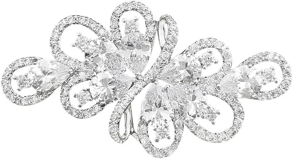 YOQUCOL Cubic Zirconia Crystal Rhinestone Wedding Brooch Pin for Women Brides Jewelry