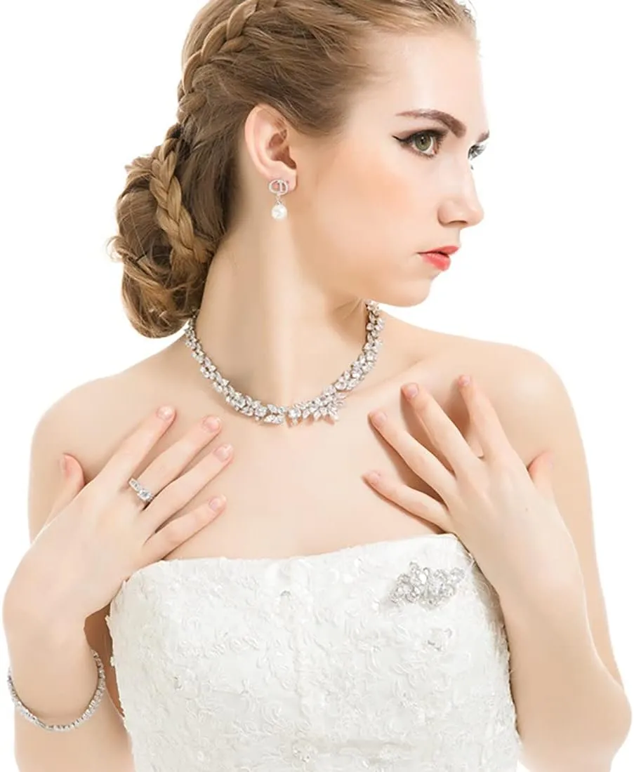 YOQUCOL Cubic Zirconia Crystal Rhinestone Wedding Brooch Pin for Women Brides Jewelry
