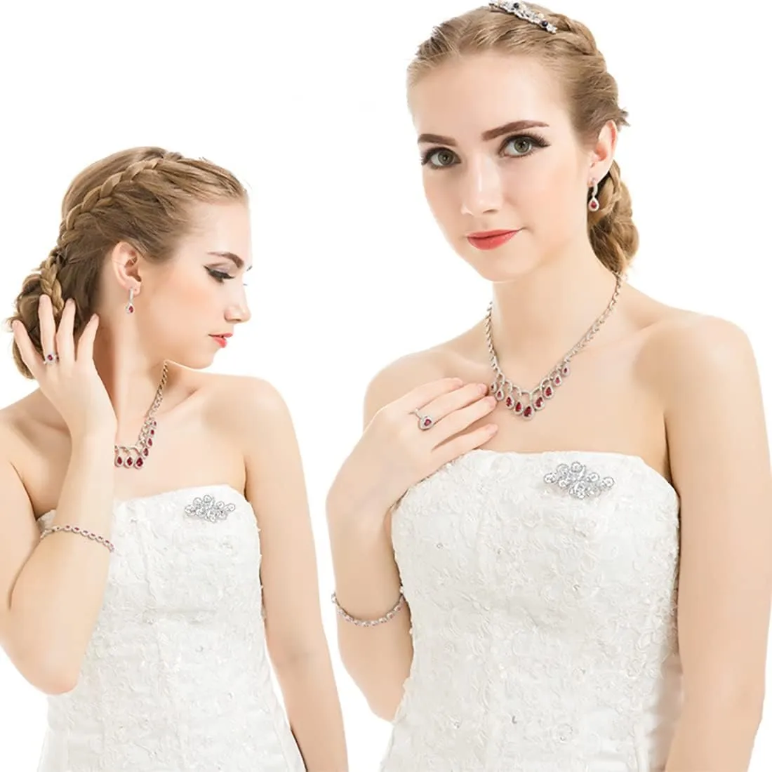 YOQUCOL Cubic Zirconia Crystal Rhinestone Wedding Brooch Pin for Women Brides Jewelry