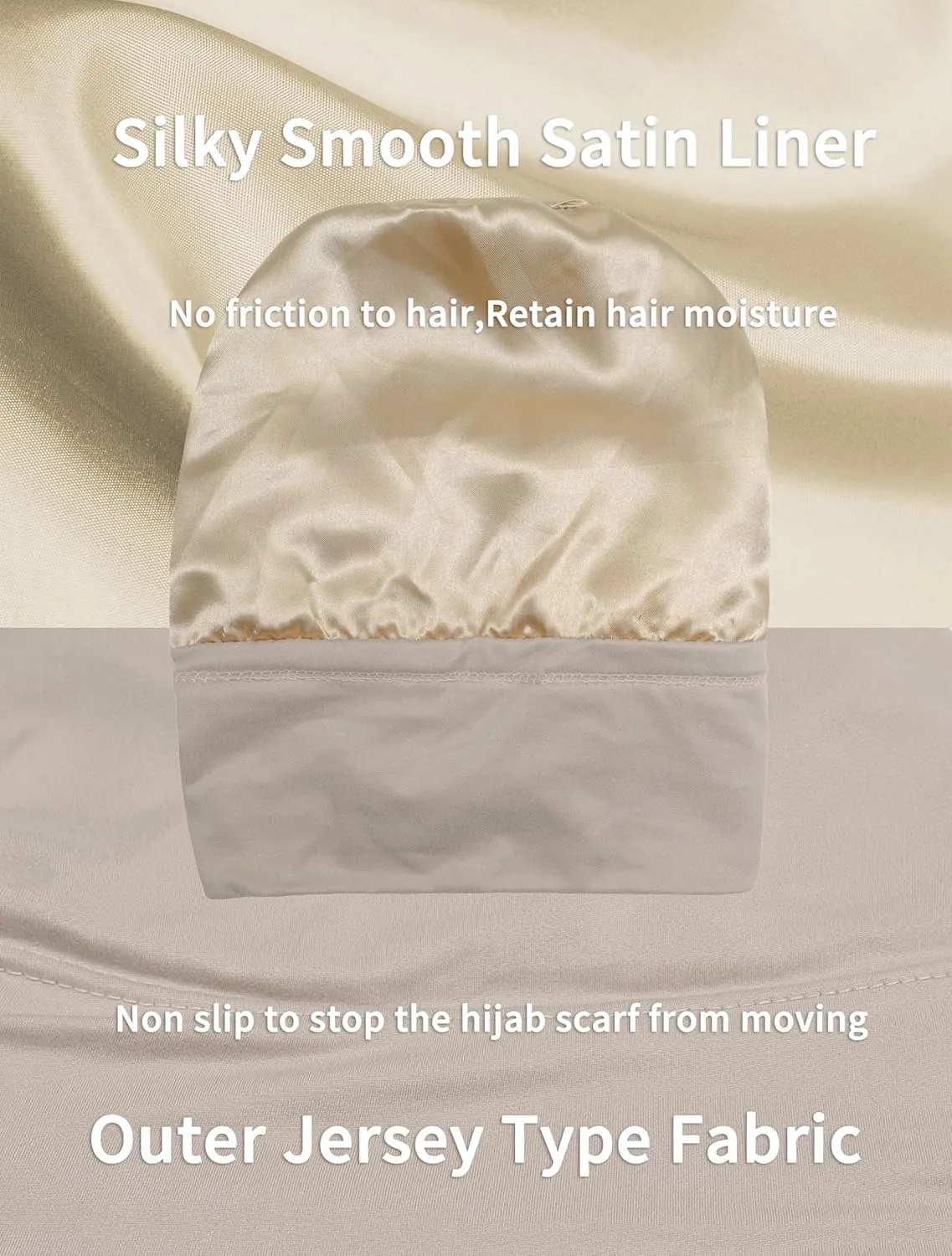 ZLYC Satin Lined Hijab Cap for Women Tie Back Hijab Undercap Inner Underscarf Hat