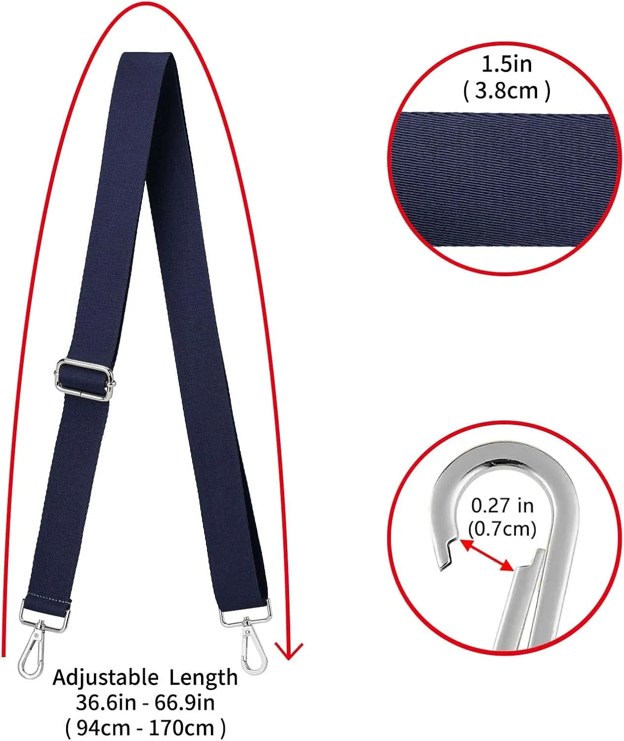 ZOOEASS Wide Shoulder Strap (Solid),Adjustable Replacement Belt Crossbody Canvas Bag Handbag