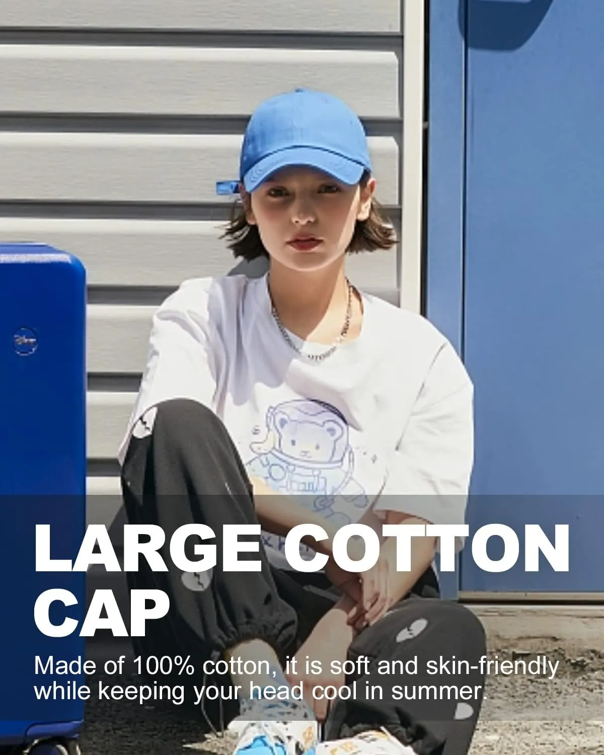 Zylioo Oversize XXL 100% Cotton Baseball Cap,Large Baseball Hat for Big Heads 23.5"-25.5",Adjustable Plain Dad Cap
