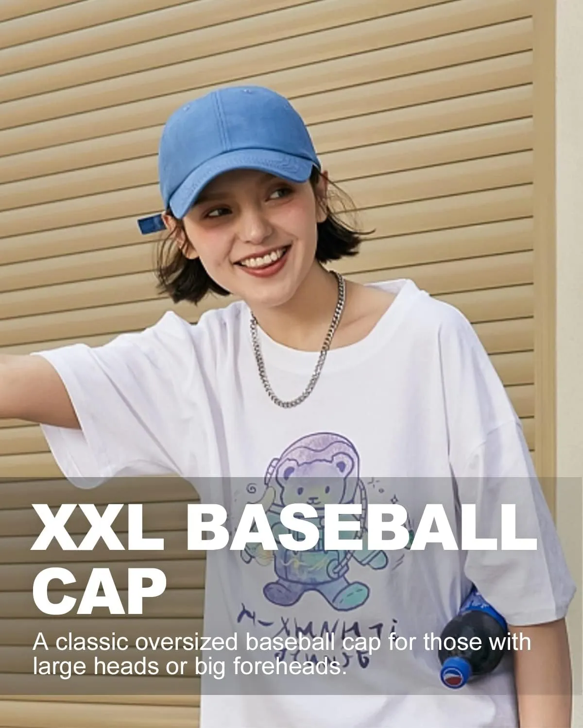 Zylioo Oversize XXL 100% Cotton Baseball Cap,Large Baseball Hat for Big Heads 23.5"-25.5",Adjustable Plain Dad Cap