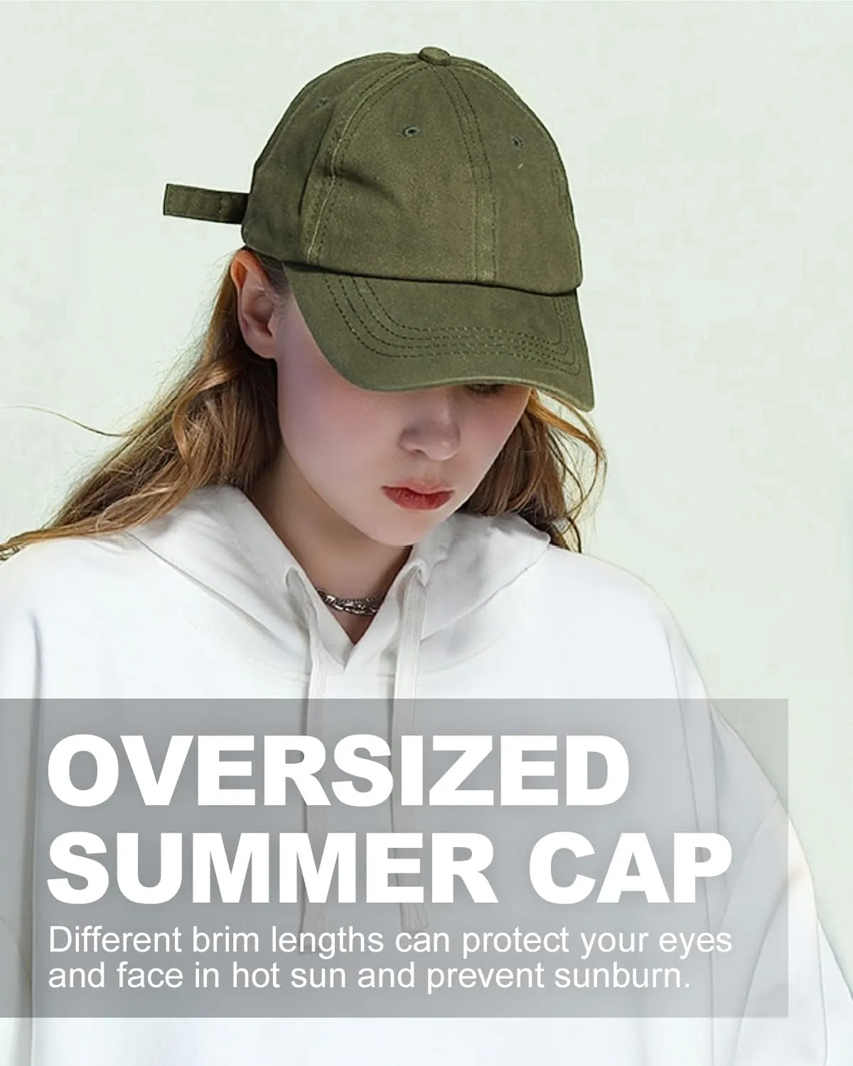 Zylioo Oversize XXL 100% Cotton Baseball Cap,Large Baseball Hat for Big Heads 23.5"-25.5",Adjustable Plain Dad Cap